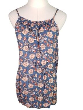 GAP Blue Floral Spaghetti Strap Oversized Flowy Camisole Tank Long Boho Top XL